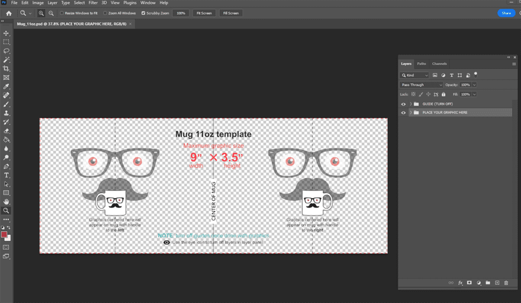Printful 11 oz Adobe Photoshop template